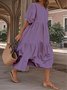 Casual Loose Solid Color Round Neck Three-Section Dress