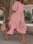 Casual Loose Solid Color Round Neck Three-Section Dress