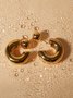 16k Gold Stainless Steel Front And Rear C-shaped Earrings Unique Design High-end Niche Titanium Steel Earrings