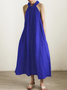 Vacation Plain linen-cotton Halter Maxi Dress