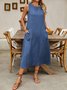 Casual Plain Loose Crew Neck Maxi Dress
