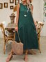 Casual Plain Loose Crew Neck Maxi Dress
