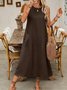 Casual Plain Loose Crew Neck Maxi Dress
