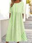 Crew Neck Loose Casual Multicolor Block Dress With No