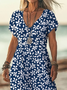 Women's Floral Print Casual V-Neck Short Sleeve Dress