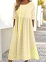 Crew Neck Loose Casual Multicolor Block Dress With No