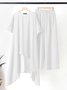 Casual Plain Crew Neck Two-Piece Set