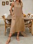 Casual Plain Loose Crew Neck Maxi Dress