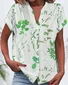 Women's Short Sleeve Shirt Summer Black Floral Buckle V Neck Daily Going Out Casual Top