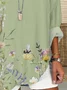 Women's Floral Print Casual V-Neck Shirt