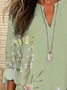 Women's Floral Print Casual V-Neck Shirt