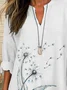 Women's Floral Print Casual V-Neck Shirt