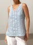 Linen Casual Plain V Neck linen-cotton Tank Top