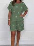 Casual Crew Neck Two-Piece Set