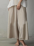 Casual Color Block Crew Neck linen-cotton Two-Piece Set