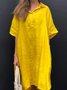 Casual Plain Shirt Collar Midi Dress