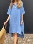 Casual Plain Shirt Collar Midi Dress