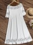 Casual Plain Split Joint Crew Neck Knee Length Dress
