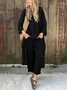 Casual Plain V Neck Two-Piece Set