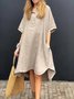 Casual Plain Shirt Collar Midi Dress