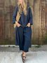 Casual Plain V Neck Two-Piece Set