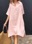 Casual Plain Shirt Collar Midi Dress
