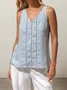 Linen Casual Plain V Neck linen-cotton Tank Top