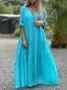Casual Plain V Neck Maxi Dress