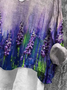 Women's Long Sleeve Blouse Spring/Fall Purple Floral Printing V Neck Daily Going Out Casual Top