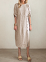Casual Plain Asymmetric linen-cotton Midi Dress