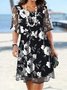 Vacation Floral Crew Neck Midi Dress