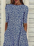 Women's Floral Print Round Neck Everyday Long Casual Shift Dress