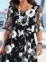 Vacation Floral Crew Neck Midi Dress