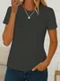 Women Plain Crew Neck Casual Short Sleeve T-shirt