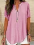 Simple Shawl Collar Loose Blouse