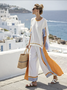 Casual Crew Neck Striped Two-Piece Set