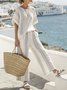 Striped Cotton Casual Two-Piece Set