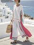 Casual Crew Neck Striped Two-Piece Set
