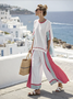 Casual Crew Neck Striped Two-Piece Set