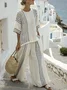Cotton Loose Crew Neck Casual Two-Piece Set