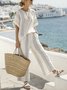 Striped Cotton Casual Two-Piece Set