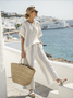 Striped Cotton Casual Two-Piece Set
