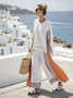 Casual Crew Neck Striped Two-Piece Set