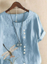 Simple Cotton Animal Crew Neck Blouse