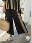 Crew Neck Loose Casual Striped Two-Piece Set