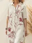 Casual Floral linen-cotton Midi Dress
