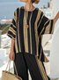 Crew Neck Loose Casual Striped Two-Piece Set