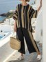 Crew Neck Loose Casual Striped Two-Piece Set