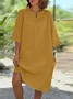 Casual Plain Crew Neck Midi Dress