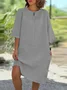 Casual Plain Crew Neck Midi Dress